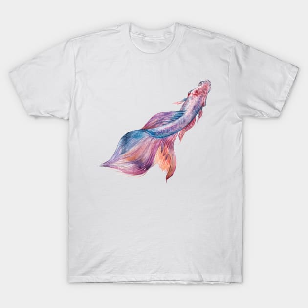 Colorful Pink Betta Fish T-Shirt by wanderinglaur